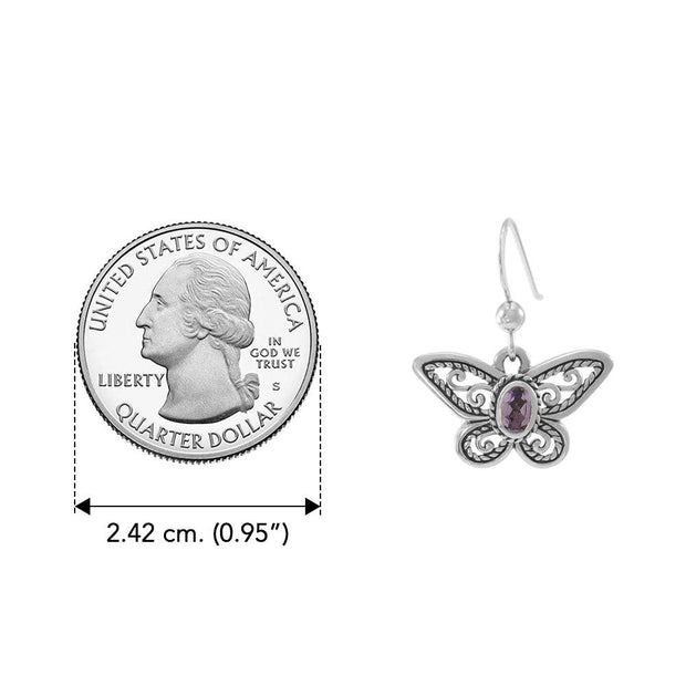 Delighted of the butterfly's beauty ~ Sterling Silver Jewelry Earrings with Gemstone TER1237