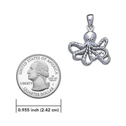 Sterling Silver Octopus Pendant with Chain and Earrings Set SET055