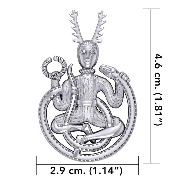 God Cernunnos in his mighty throne ~ Sterling Silver Jewelry Pendant TP3450