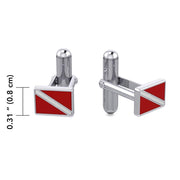Dive further to your dreams ~ Sterling Silver Dive Flag Cuff links CL041