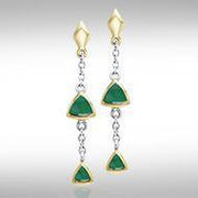 Black Magic Hanging Triangles Silver & Gold Earrings MER397