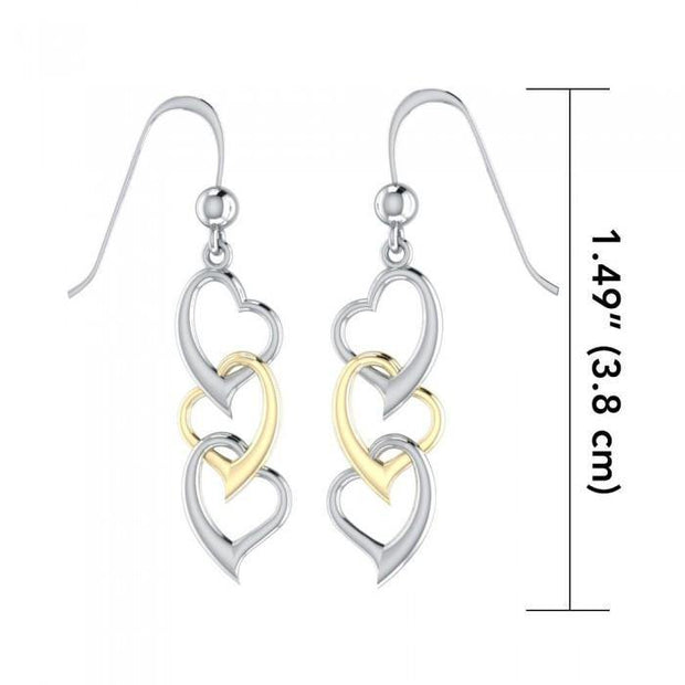 Triple Heart Silver and Gold Earring MER966