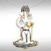 Dali-inspired fine Sterling Silver Jewelry Pendant in 18k Gold accent MPD2654