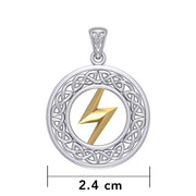 Zeus God Lightning Bolt with Celtic Knot Silver and Gold Pendant MPD5899