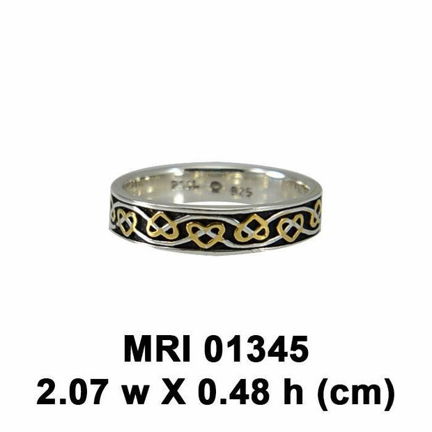 The ancient belief of everything eternal ~ Celtic Knotwork Sterling Silver Ring with 14k Gold Accent MRI1345
