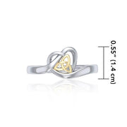 Heart with Celtic Trinity Knot Silver and Gold Ring MRI1785