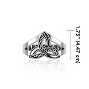 Braided Celtic Trinity ~ Sterling Silver Knot Ring with 18k Gold accent MRI657