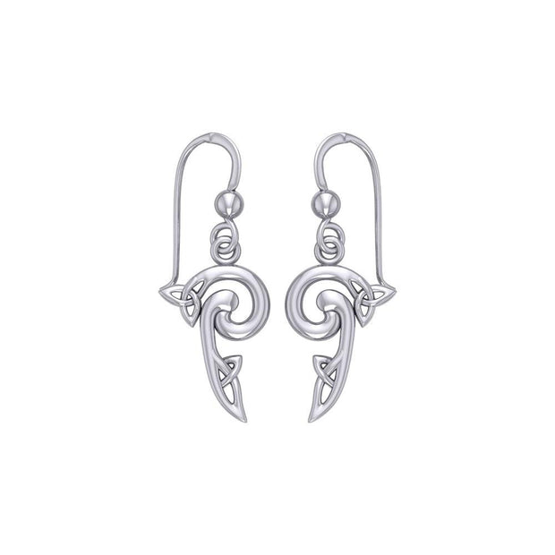 The great eternal loom of the universe ~ Sterling Silver Celtic Triquetra Hook Earrings TE2141