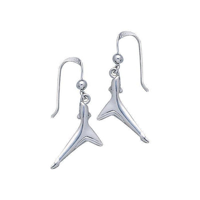 Black TipShark Tail Sterling Silver Hook Earring TE2226