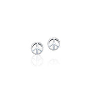 Peace Sign Silver Post Earrings TE2630