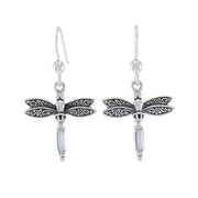 Silver Dragonfly and Gem Earrings TE2810