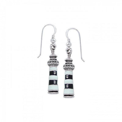Find hope in the Bodie Island Lighthouse ~ Sterling Silver Jewelry Hook Earrings TE2833
