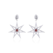 Dangling Gemstone Elven Star with Oak Leaf Post Earrings TER1764