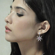Dangling Gemstone Elven Star with Oak Leaf Post Earrings TER1764