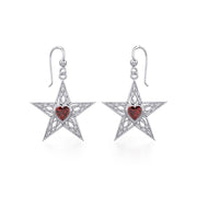 Celtic Star Silver Earrings with Heart Gemstone TER1881