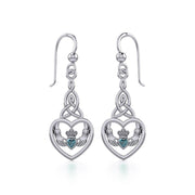 Heart Claddagh with Celtic Trinity Knot Silver Earrings with Gemstone TER1882