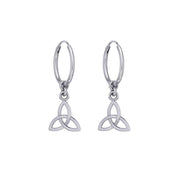 Celtic Knotwork Silver Triquetra or Trinity Knot Hoop Earrings TER2056