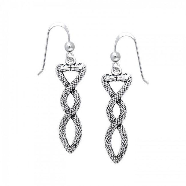 A beautiful renewal ~ Sterling Silver Jewelry Celtic Snake Dangle Earrings TER509