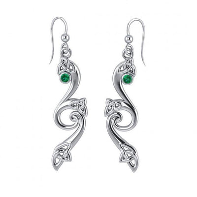 An exemplary symbology of the Trinity ~ Sterling Silver Celtic Triquetra Dangle Earrings Jewelry with Gemstones TER570