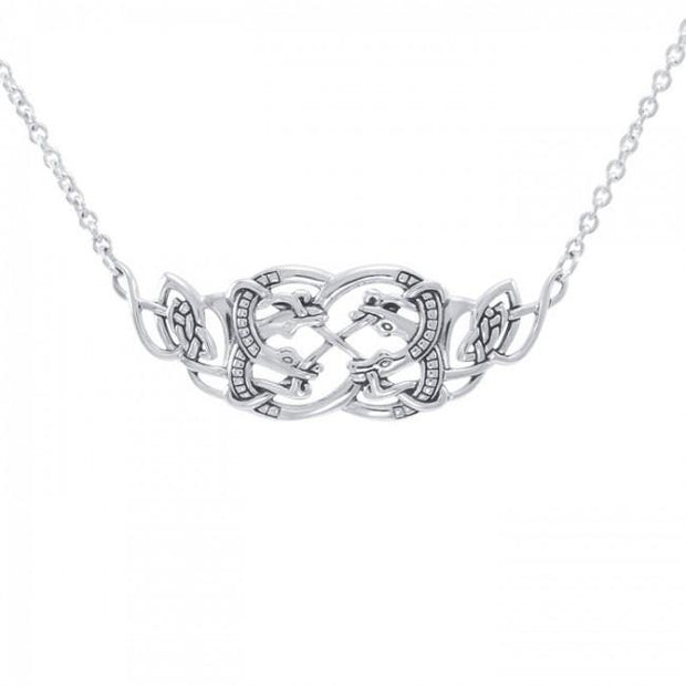 Celtic Quaternary Knot Snake Sterling Silver Necklace Jewelry TN182
