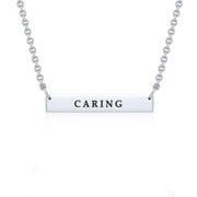 Small Straight Bar Empower Word Silver Necklace TNC430P