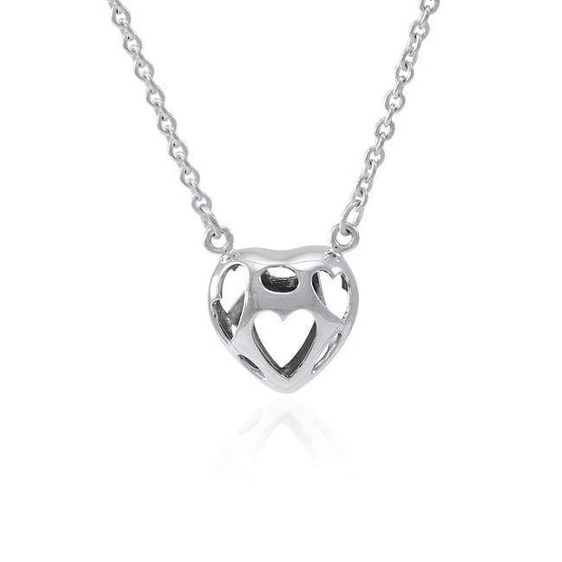 Bold Filigree Heart Silver Necklace TNC425P