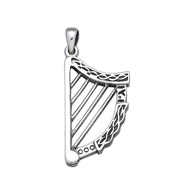 Celtic Knotwork Harp Silver Pendant TP1026