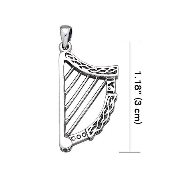 Celtic Knotwork Harp Silver Pendant TP1026