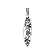 A diminutive charm of the sea ~ Sterling Silver Seahorse-inspired Surfboard Pendant Jewelry TP1582