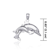 Mother and Baby Dolphin Silver Pendant TP2701