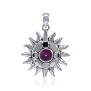 Sun With Gem Center And Moon Phases Pendant TP3145