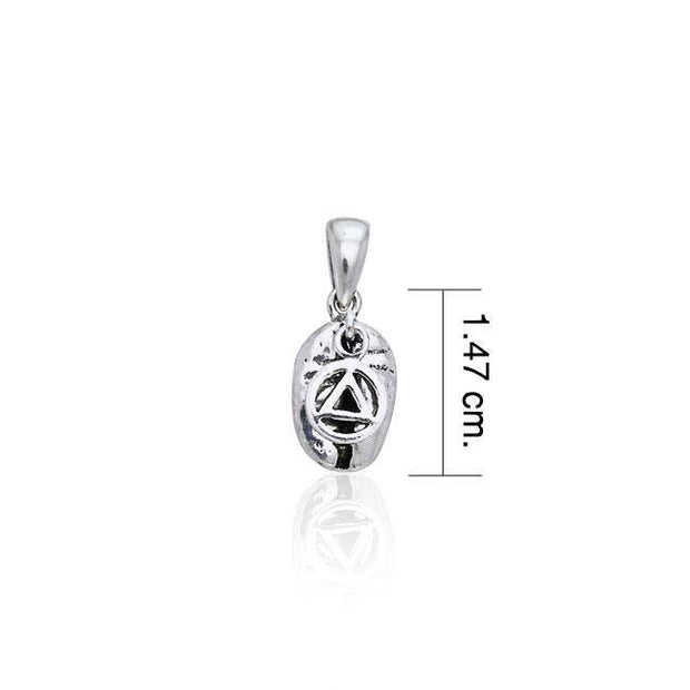 Recovery Symbol on Coffee Bean Silver Pendant TP400