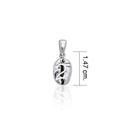 Number Two on Coffee Bean Silver Pendant TP416