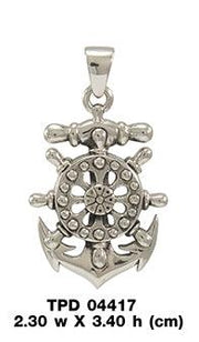 Anchor with Wheel Silver Pendant TPD4417