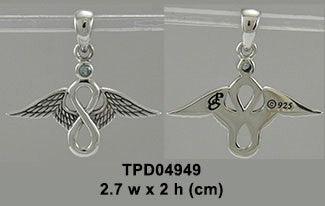 Angel Wings and Infinity Symbol with Gemstone Silver Pendant TPD4949