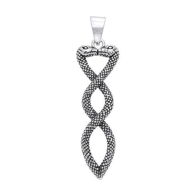 A showcase of an intricate reincarnation ~ Sterling Silver Jewelry Celtic Snake Pendant TPD1106