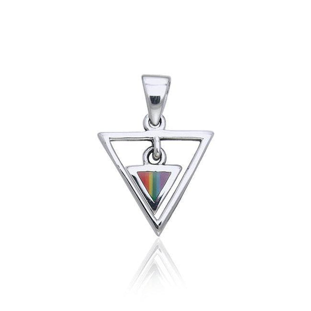 Rainbow Triangle in Triangle Silver Pendant TPD169