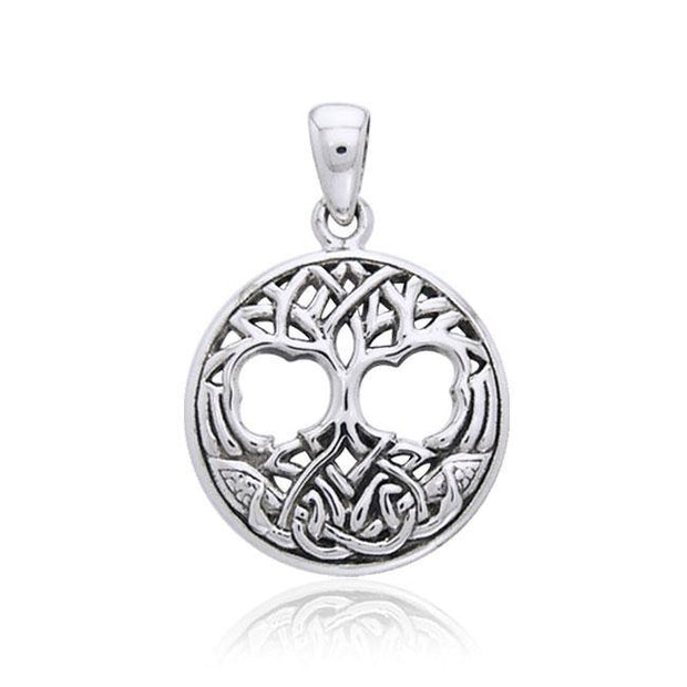 Interwoven with Birds in the Celtic Tree of Life ~ Sterling Silver Jewelry Pendant TPD3019