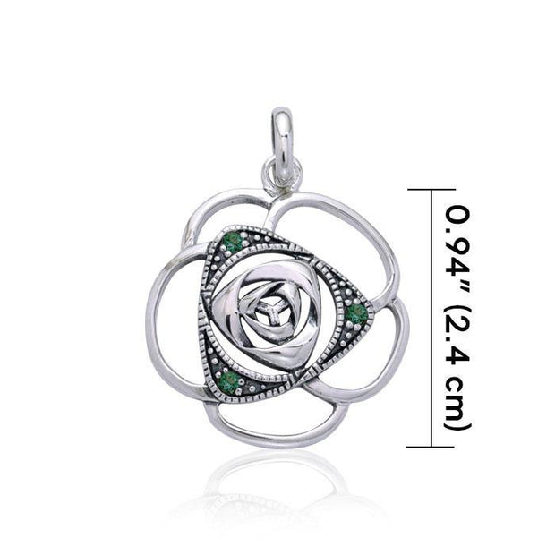 Blooming Rose Silver Pendant with Gems TPD3585
