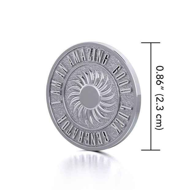 Powerful I am an Amazing Good Luck Generator Silver Small Empower Coin TPD3730