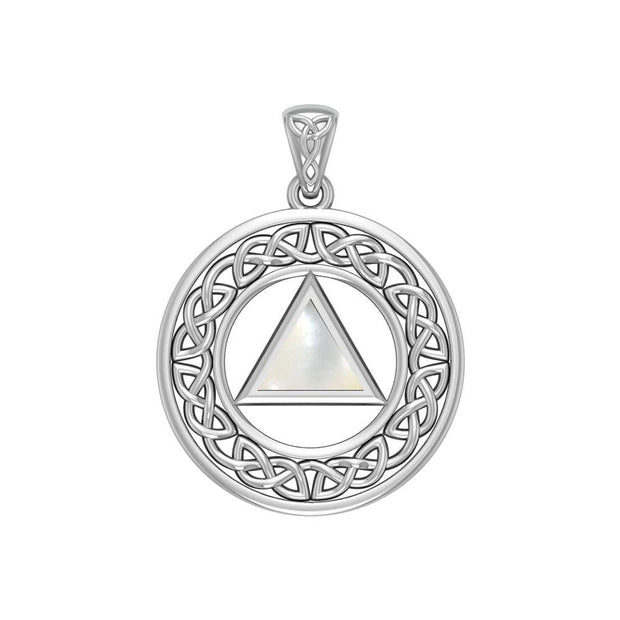 AA Recovery with Celtic Boarder Silver Pendant TPD3938