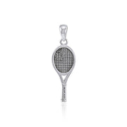 Tennis Racket with Tennis Ball Silver Pendant TPD4473
