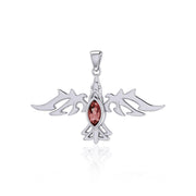 Modern Raven with Gemstone Silver Jewelry Pendant TPD5253