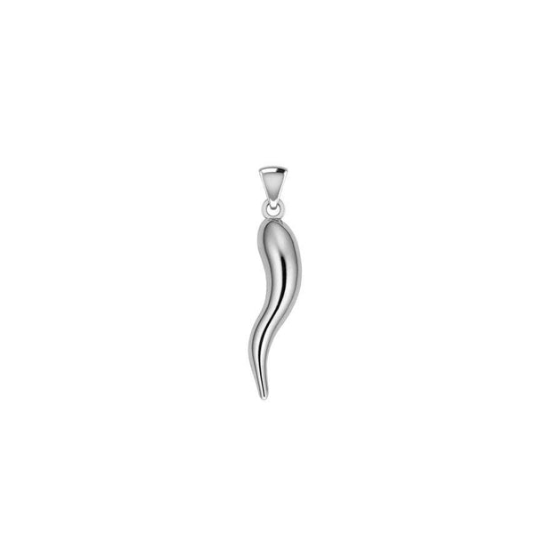 Italian Horn Good Luck Charm Silver Pendant Small Version TPD5350