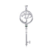 Om Symbol Spiritual Enchantment Key Silver Pendant with Gem TPD5712