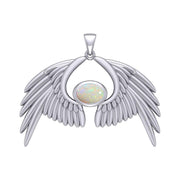 Guardian Angel Wings Silver Pendant with Birthstone TPD5870