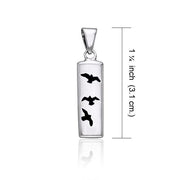 Flying Birds Cylinder Silver Pendant TPD594