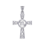 Celtic Cross Scorpio Astrology Zodiac Sign Silver Pendant TPD5955