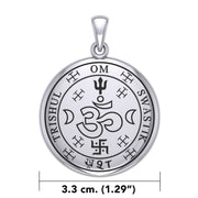 The Seal of Trishul Om Swastik Silver Pendant TPD7004