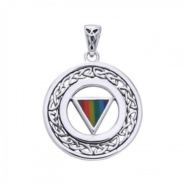 See the rainbow as it flows endlessly ~ Celtic Knotwork Sterling Silver Rainbow LGBTQ Pride Pendant Jewelry TPD729